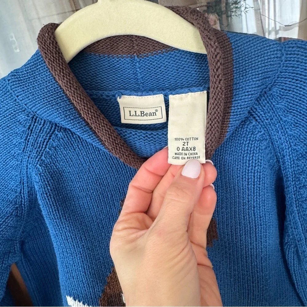 Vintage L.L. Bean roll neck intarsia knit Saint Bernard dog puppy toddler boy
